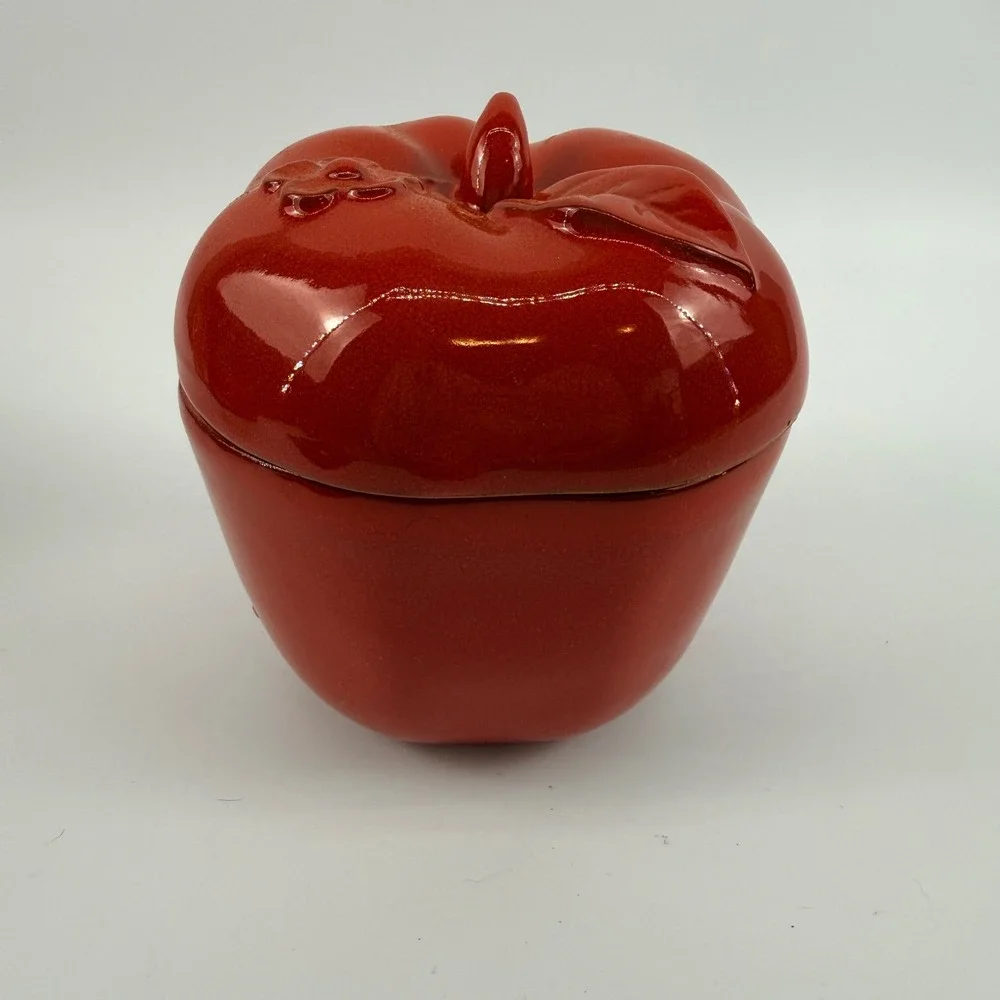 NOS German Ceramic Bratapfel Apple Baker Red Oven Baker w/ Original Box